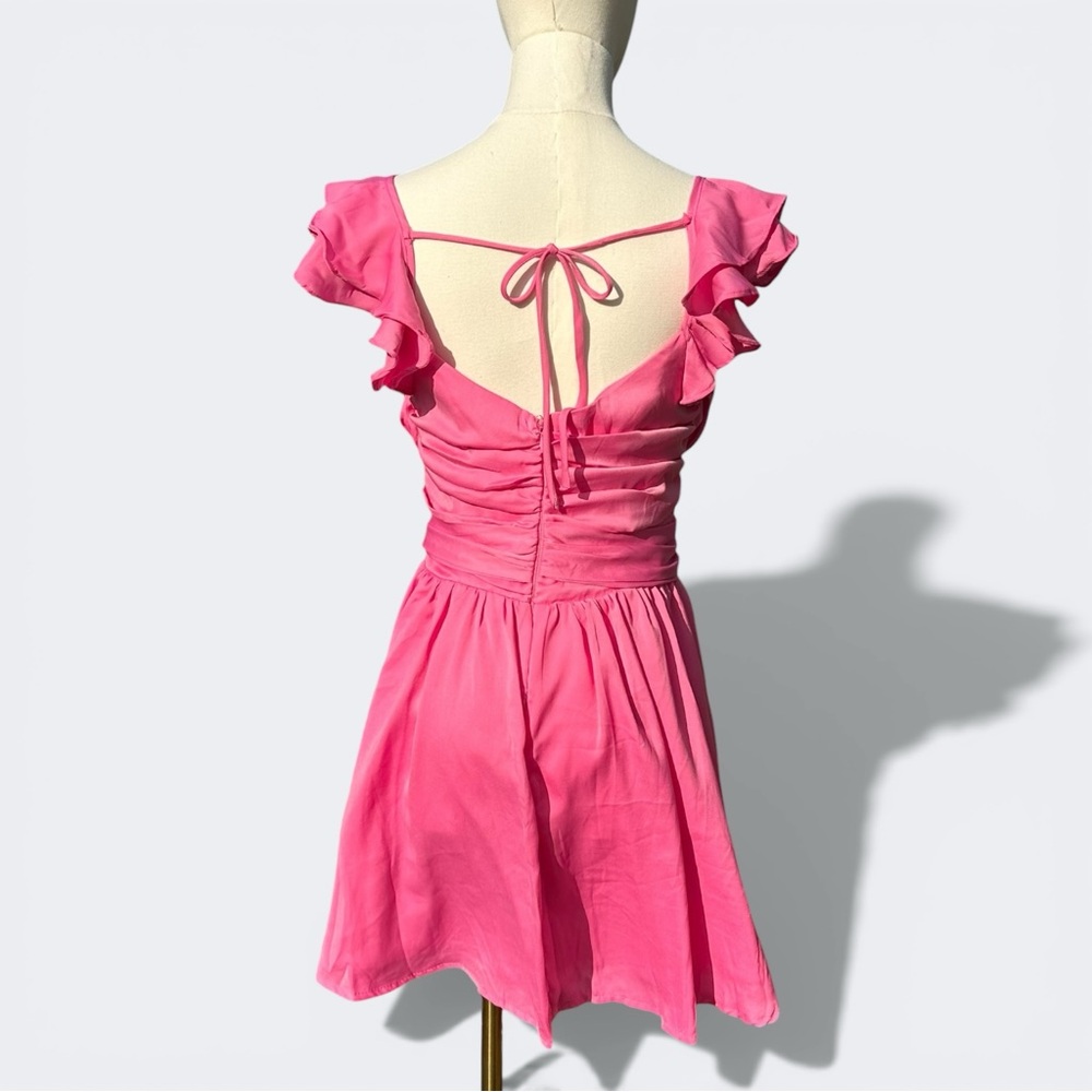 American Threads Pink Ruffle Mini Dress Size S Romantic - Picture 5 of 7